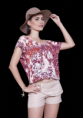 Blusa canoa estampada